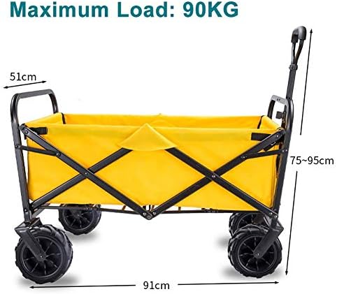 Trolley Collapsible Folding Wagon Heavy Duty Utility Cart for Camping Garden Sports 90kg Capacity Outdoor/Festivals/Camping