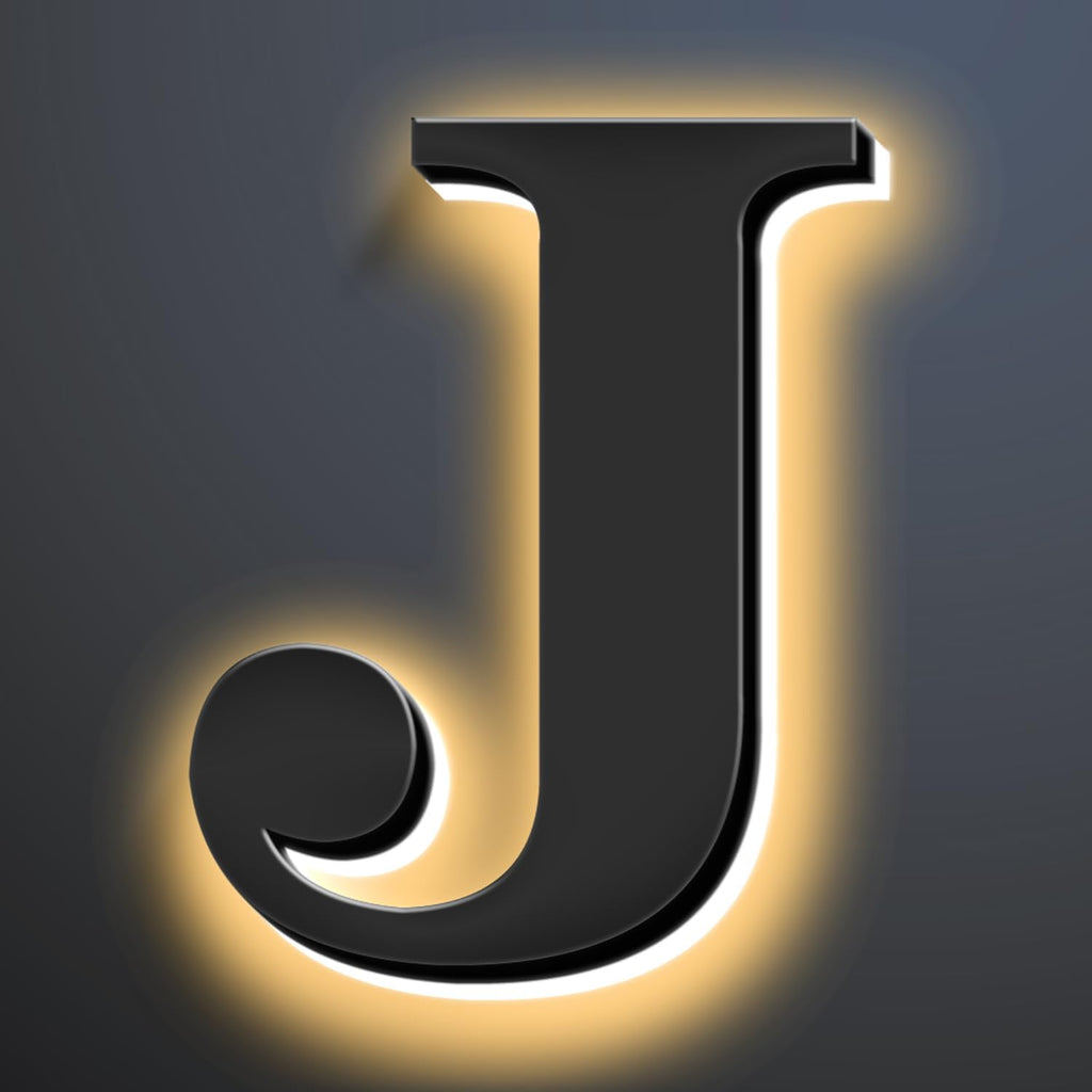 Backlit Illuminated LED Home Address Numbers 18 Inch, Modern Lighted Up Address Signs Make A Statement, Large Stainlesss Steels House Numbers With LED Lights,J