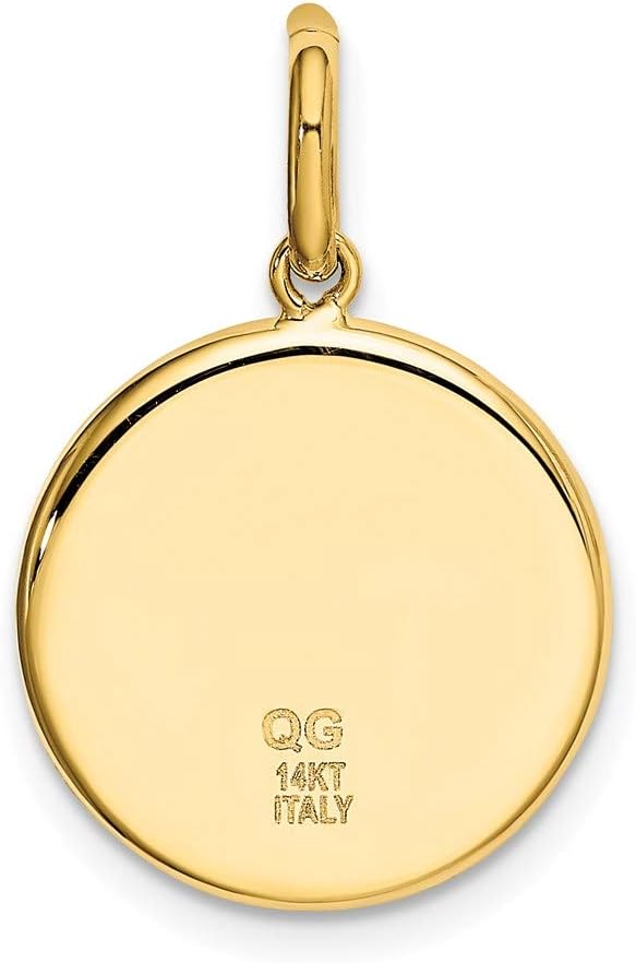DEWBERRY Real 14K Yellow or White Gold Polished Solid Saint Christopher Medal Oval Pendant |Unisex Womens Men's Religious St. Christopher Medals | Round St. Christopher Protect Us Pendants & Charms