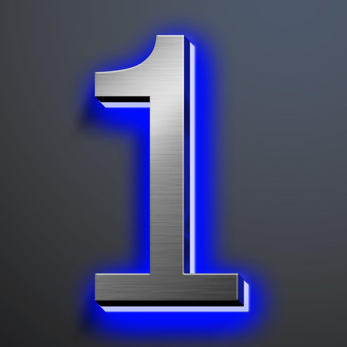Illuminated Address Number 20 Inch, Backlit Illuminated LED House Number Enhanced Visibility, Modern Stainless Steel Lighted Address Signs, Brushed Silver, Blue Light,1