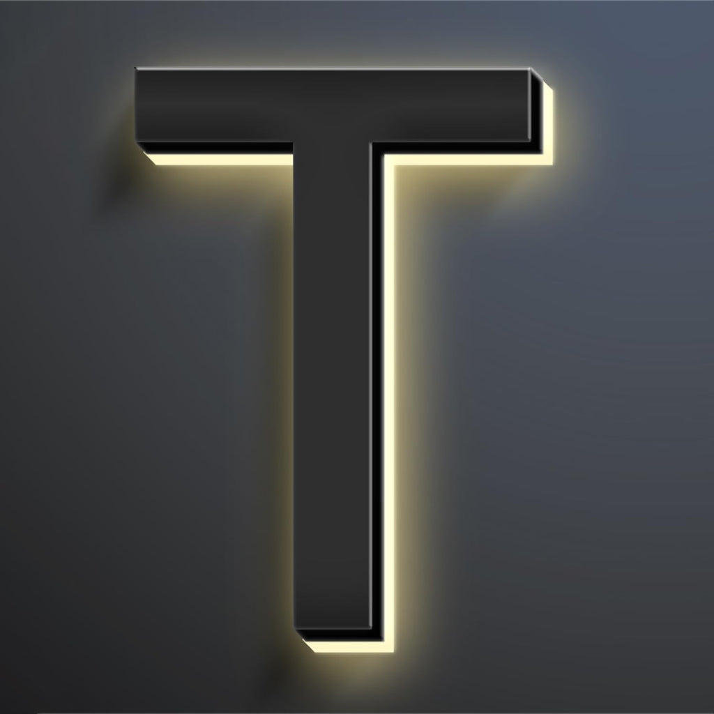 18 Inch Backlit LED Illuminated Home Address Numbers Modern Lighted Up House Numbers Stainless Steel Hand-Polished Waterproof For House Address Signs,T
