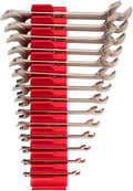 TEKTON Angle Head Open End Wrench Set with Modular Wrench Organizer, 14-Piece (6-19 mm) | WAE92501 | Made in USA