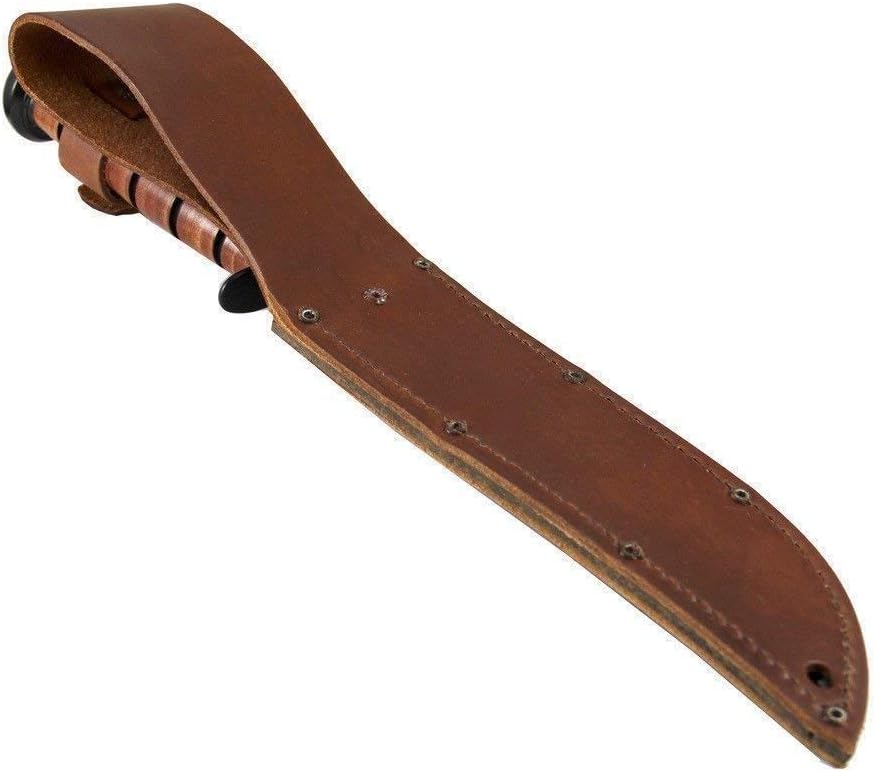 KA-BAR 1220 US Army Straight Edge Fighting/Utility Knife with Leather Sheath, Beige, 7' Blade