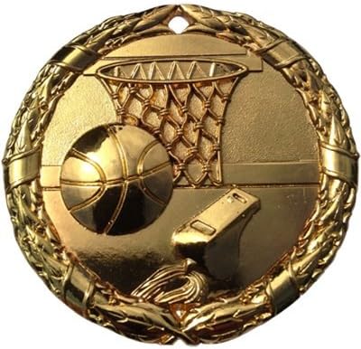 Basketball Medals (Pack of 100) Gold with Neck Red White & Blue Ribbons Award NS