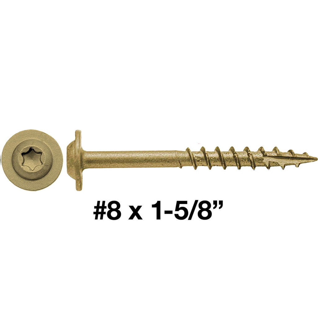 8 x 1-5/8' Bronze Star Multipurpose Exterior Coated - Torx/Star Drive - Modified Truss Head Cabinet Wood Screws - CASE Qty 42 Boxes 6,720 Screws