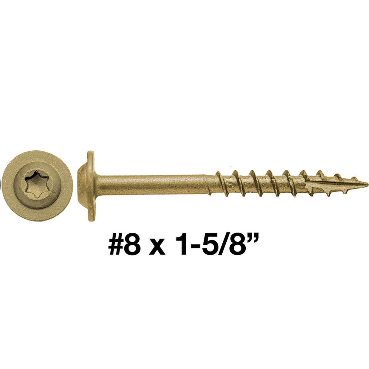 8 x 1-5/8' Bronze Star Multipurpose Exterior Coated - Torx/Star Drive - Modified Truss Head Cabinet Wood Screws - CASE Qty 42 Boxes 6,720 Screws