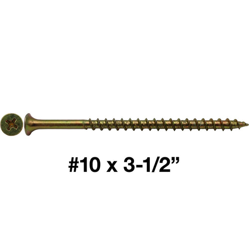 #10 x 3-1/2' Yellow ZINC COARSE Thread Drywall, Gypsum Board, Sheet Rock, Plasterboard Screws. CASE Qty 9 Boxes - 2,475 Screws