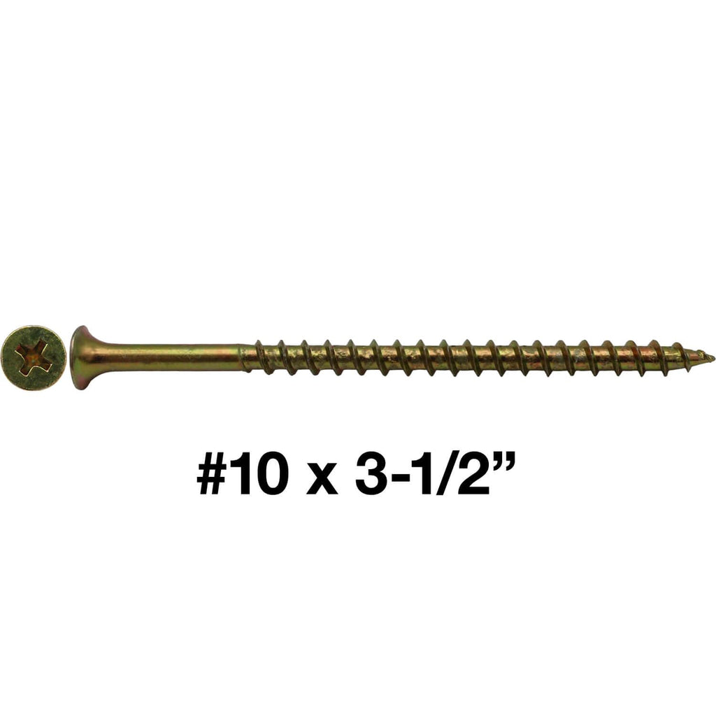 #10 x 3-1/2' Yellow ZINC COARSE Thread Drywall, Gypsum Board, Sheet Rock, Plasterboard Screws. CASE Qty 42 Boxes - 1,764 Screws