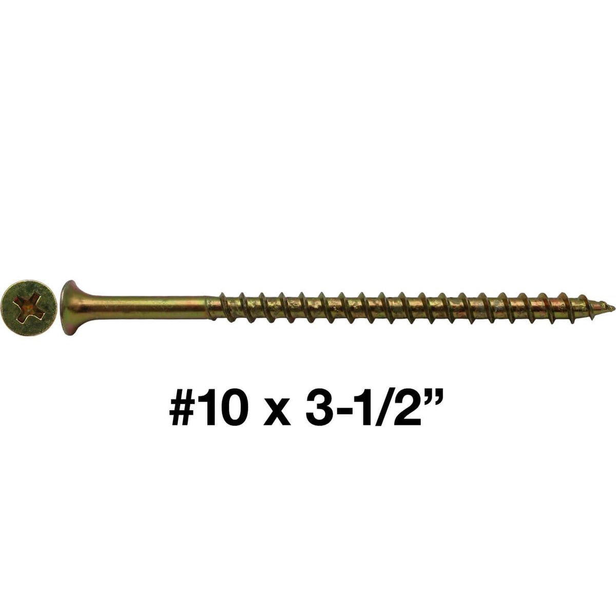 #10 x 3-1/2' Yellow ZINC COARSE Thread Drywall, Gypsum Board, Sheet Rock, Plasterboard Screws. CASE Qty 42 Boxes - 1,764 Screws