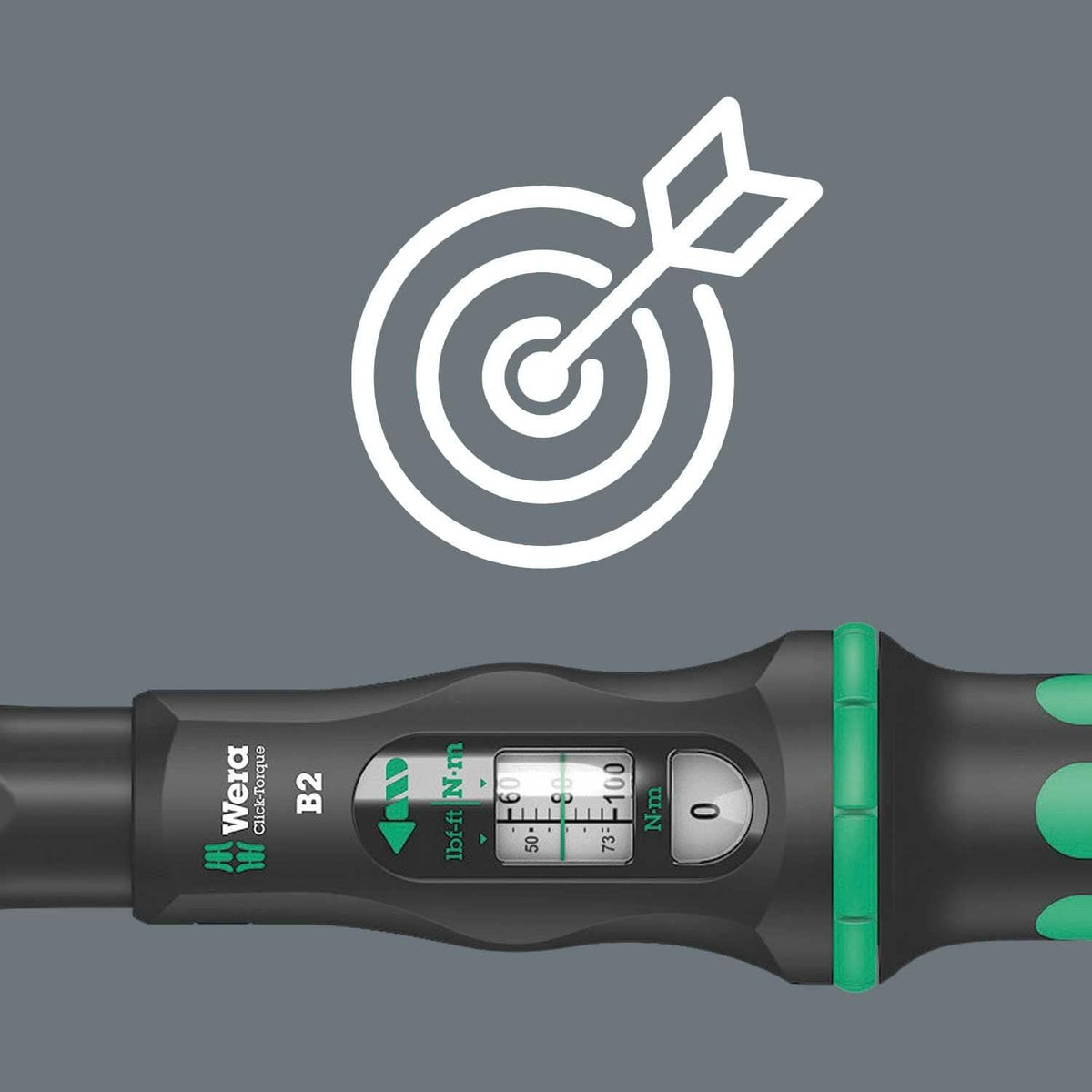 Wera - 5075611001 'Click-Torque B 2 torque wrench with reversible ratchet, 3/8'' x 20-100 Nm', black/green