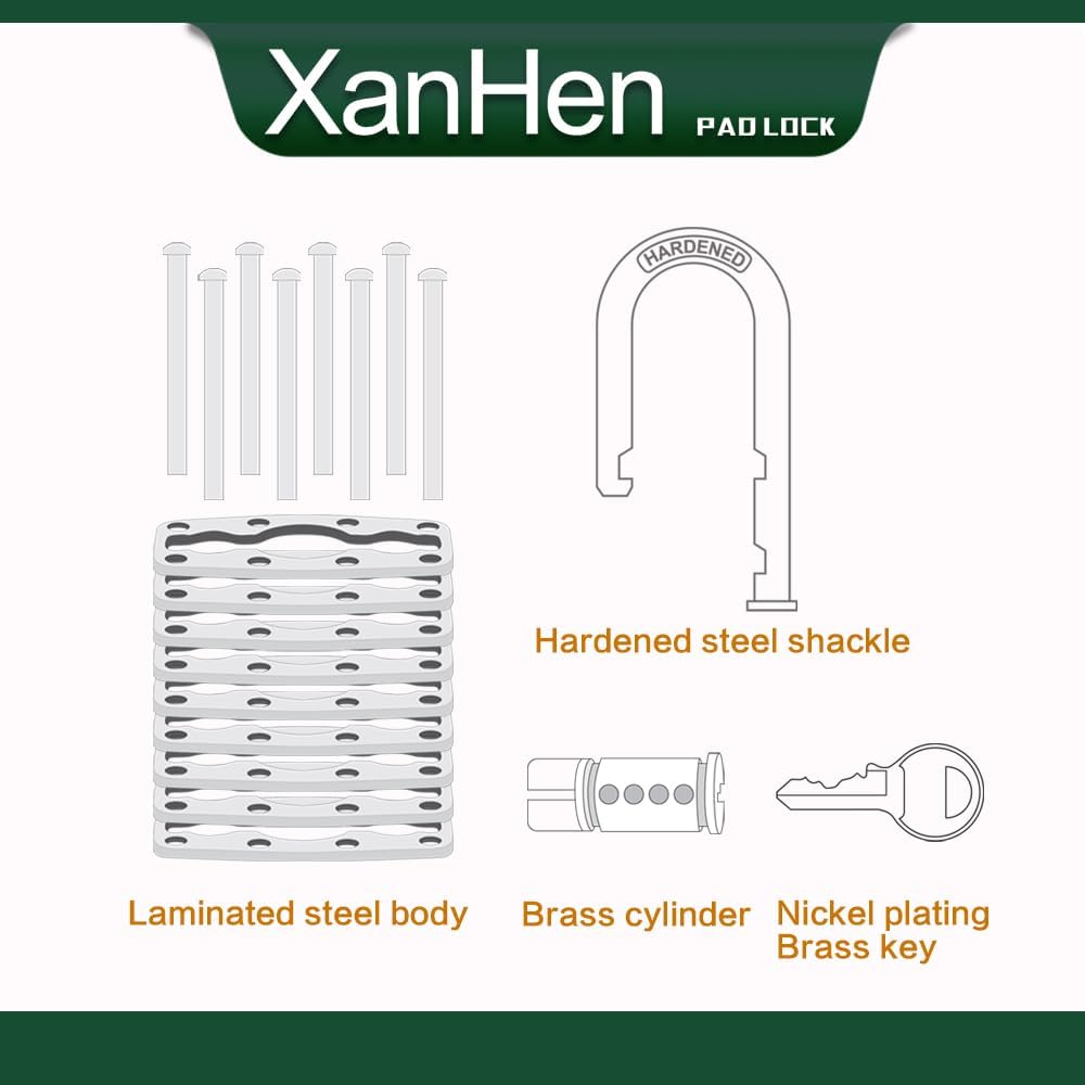 Laminated Steel Padlocks, Keyed Alike - 60 Pack, 1-9/16' Shackle, Brass Cylinder, Metallic, For Hasp Latch, Sheds, Fences, Storage Locker, School, Gym