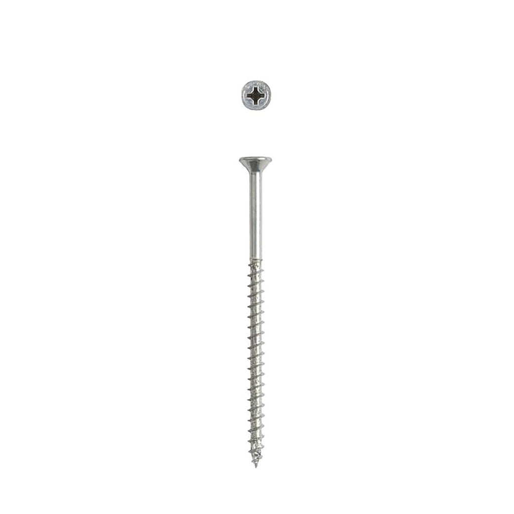 #10 x 3-1/2' Interior Flat Head Construction Wood Screws (1500 pcs) Phillips Square Unidrive Zinc