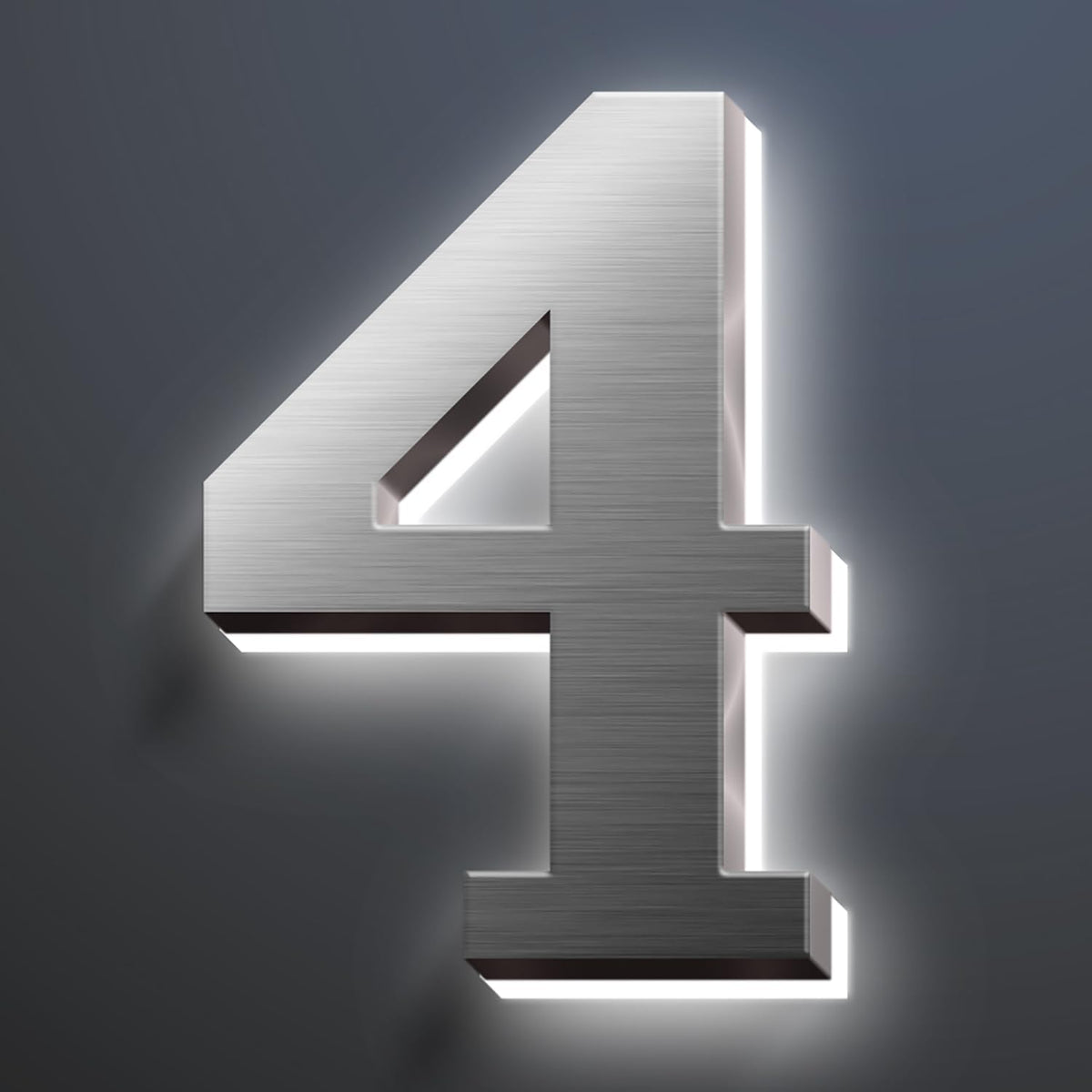 Illuminated House Numbers, Stainless Steel House Address Numbers, Backlit LED Illuminated Home Address Number, Lighted House Numbers, Modern Address Numbers,16 Inch/400mm,4
