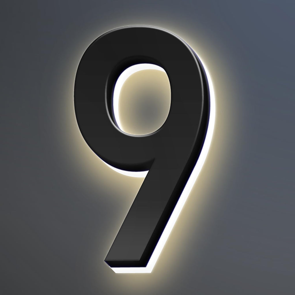 18 Inch Backlit LED Illuminated Home Address Numbers Modern Lighted Up House Numbers Stainless Steel Hand-Polished Waterproof For House Address Signs,9