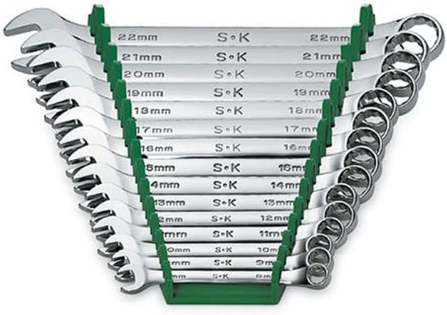 SK Tools USA 15 Piece, Regular, 12 Point, Metric SuperKrome® Combination Wrench Set 8MM - 22MM | 86265