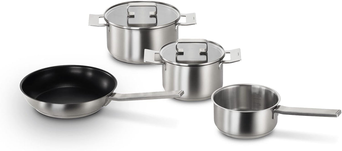 Bosch HEZ9SE040 Hob Accessories, 4-Piece Cookware Set: 3 Pots and 1 Pan, for Electric Hobs and Induction Hobs, Made in Germany
