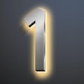 Backlit Illuminated LED House Numbers For Outside 16 Inch, Lighted Address Signs For House, Large Modern Illuminated Address Number, Brushed Silver, Warm White Light,1