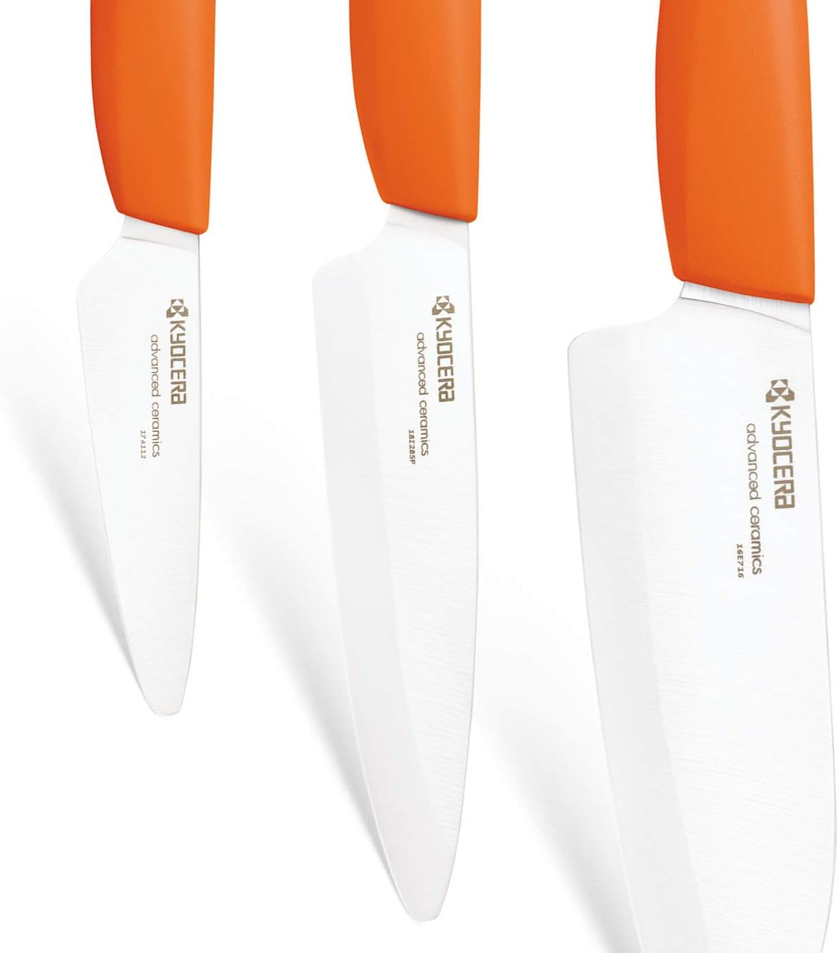 Kyocera FK-3PC-WHOR 3Piece Advanced ceramic Revolution Series Knife Set, Blade Sizes: 5.5', 4.5', 3', Orange