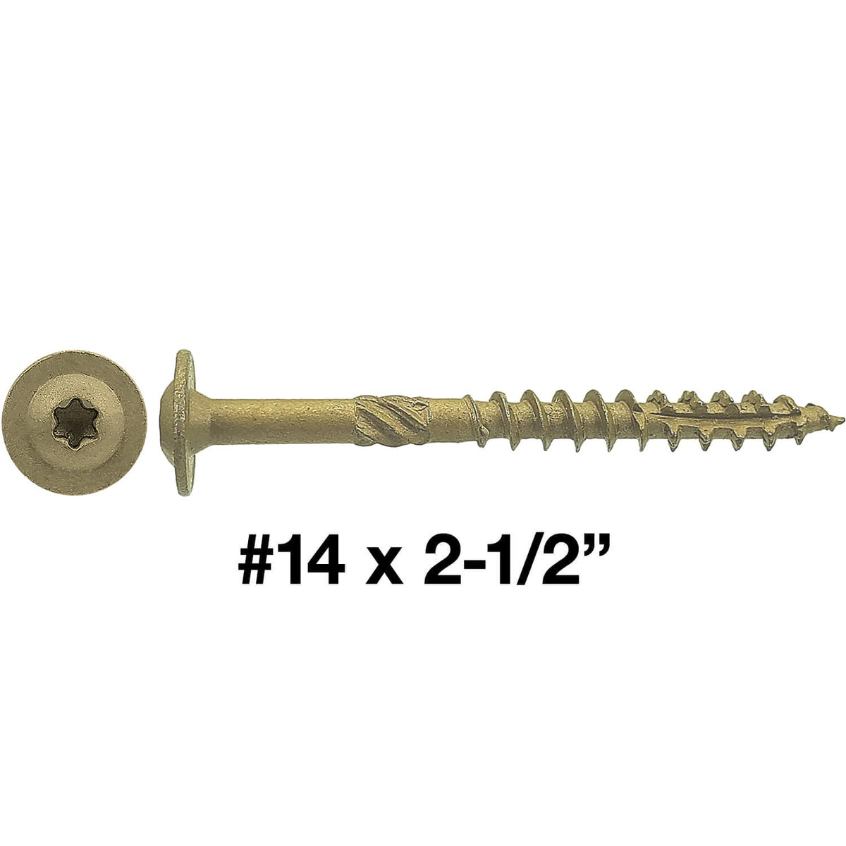 Jake Sales #14 x 2-1/2' Construction Lag Screw Exterior Coated Torx/Star Drive Heavy Duty Structural Lag Screw Far Superior to Common Lag Screws - 1,200 Screw Count. Modified Truss Washer Head