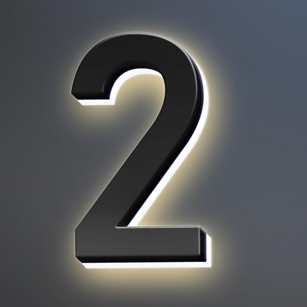18 Inch Backlit LED Illuminated Home Address Numbers Modern Lighted Up House Numbers Stainless Steel Hand-Polished Waterproof For House Address Signs,2