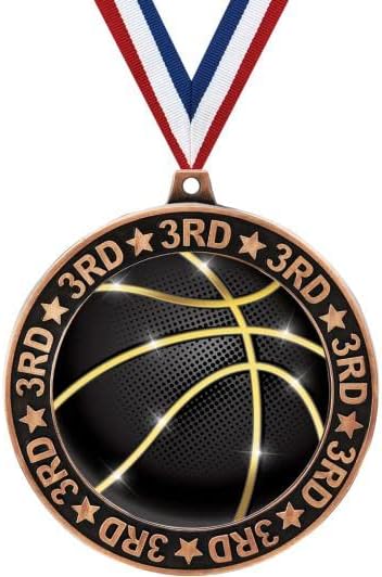 Basketball Shadow Medal Award, 2.75' 3rd Place Gold Trophy Medal
