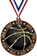 Crown Awards 2.75' 3rd Place Basketball Shadow Medal Award, Bronze Trophy Medal Prime