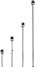 TEKTON 3/8 Inch Drive Quick-Release Ratchet Set, 4-Piece (4-1/2, 8, 12, 18 in.) | SRH91106