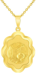 Jewelry America 14k Yellow Gold Religious Baptism Christening On Elegant Medal Pendant Necklace