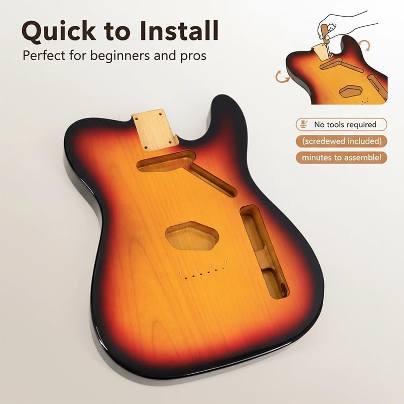 Electric Guitar Body, Alder Wood for TL Electric Guitar Replacement Part,Just Single Alder Double-Spun