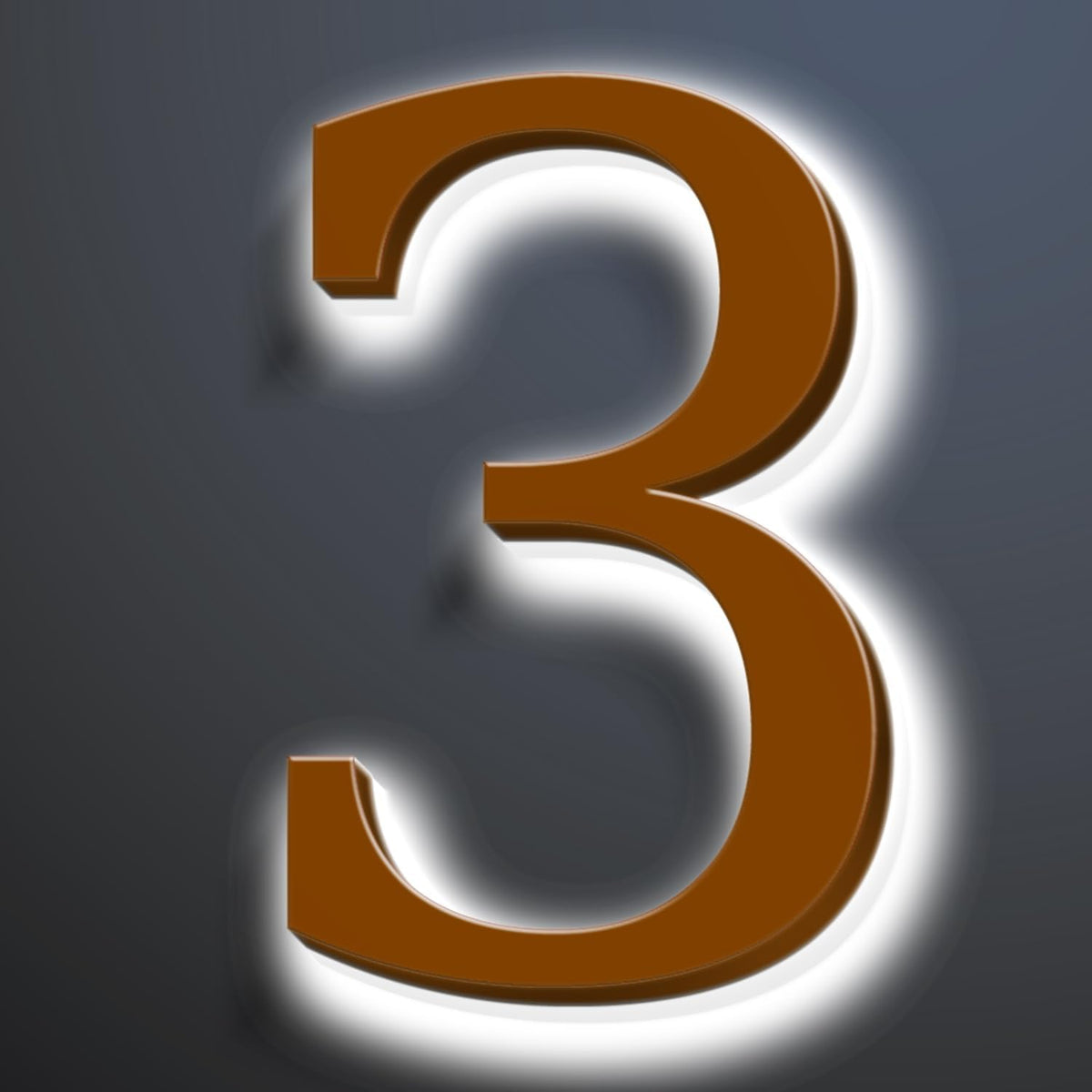 Illuminated Address Sign 16 Inch, Backlit LED Illuminated House Number For Outside, Stainless Steel Lighted Address Numbers, Modern, Trendy Signs, Brown, White Light,3
