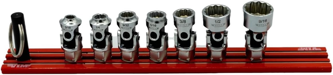 VIM Tools 9-Piece 12-Point Dual Drive Stubby UJ SAE Socket Set by VIM Tools