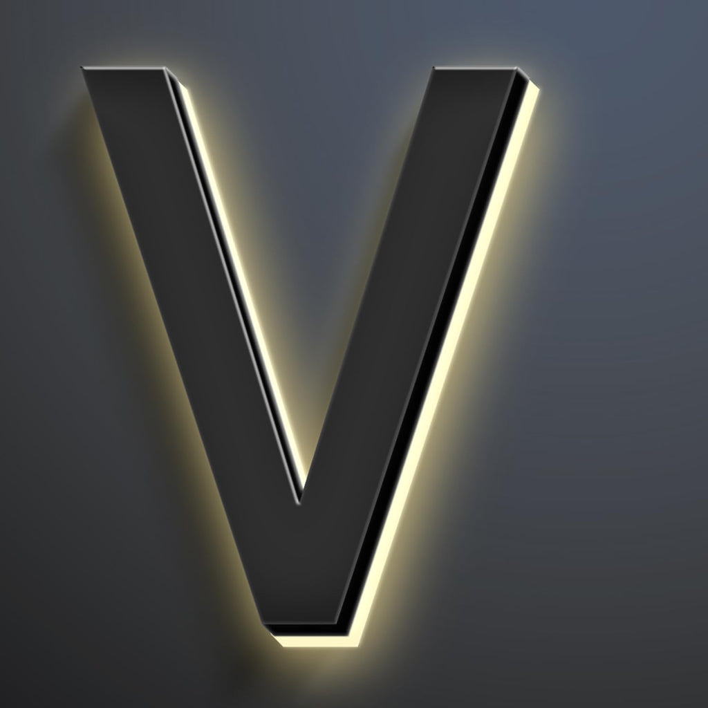 18 Inch Backlit LED Illuminated Home Address Numbers Modern Lighted Up House Numbers Stainless Steel Hand-Polished Waterproof For House Address Signs,V