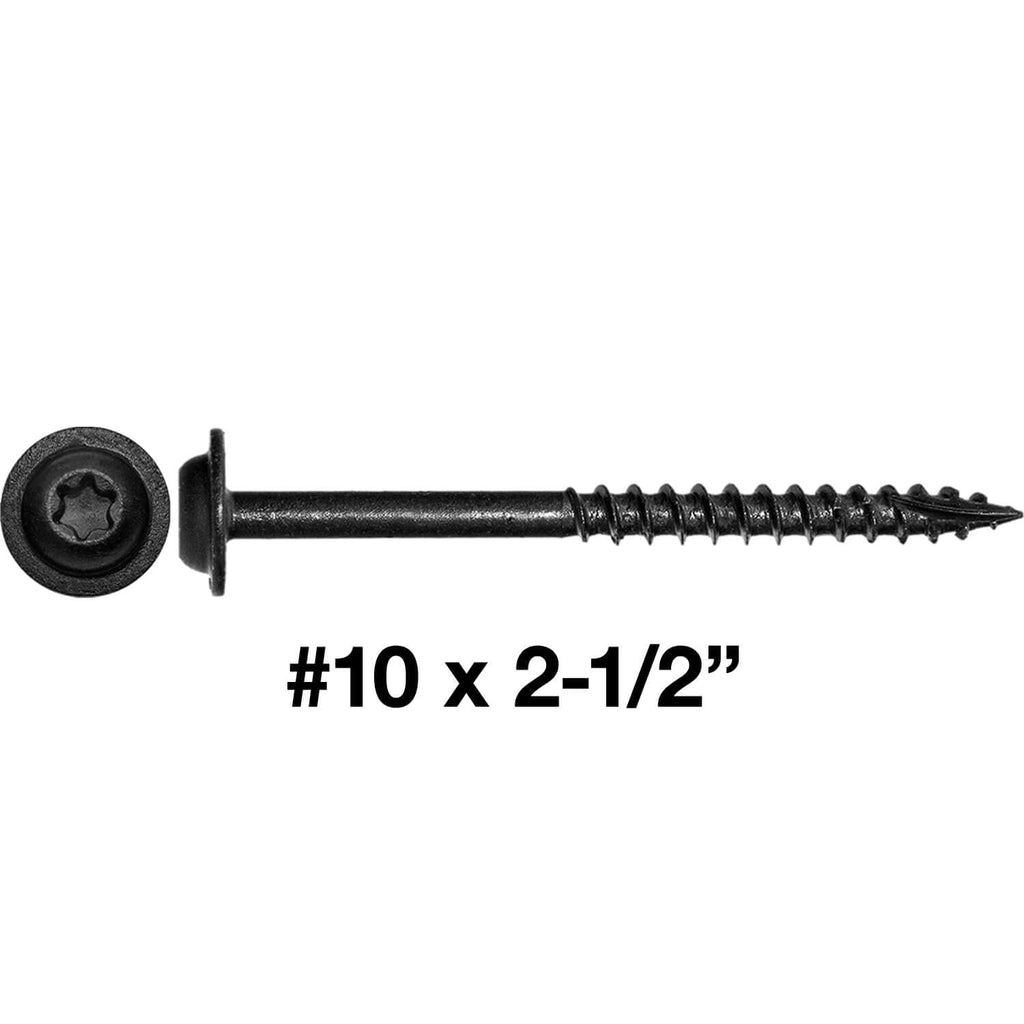 10 x 2-1/2' Black Round Truss Head Multipurpose Exterior Coated Modified Cabinet Wood Screw - 5 Pound Case -3,204 Screws