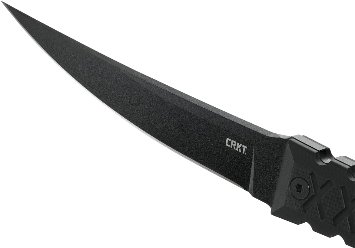 CRKT HZ6 Fixed Blade Knife with Sheath: SK-5 Plain Edge Black Coated Blade, G10 Handle, 2927