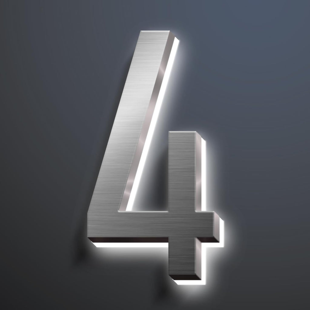 Backlit Illuminated LED Address Numbers, House Number Signs Lighted Plaque, Stainless Steel Lighted House Number For Outdoor.,20,4