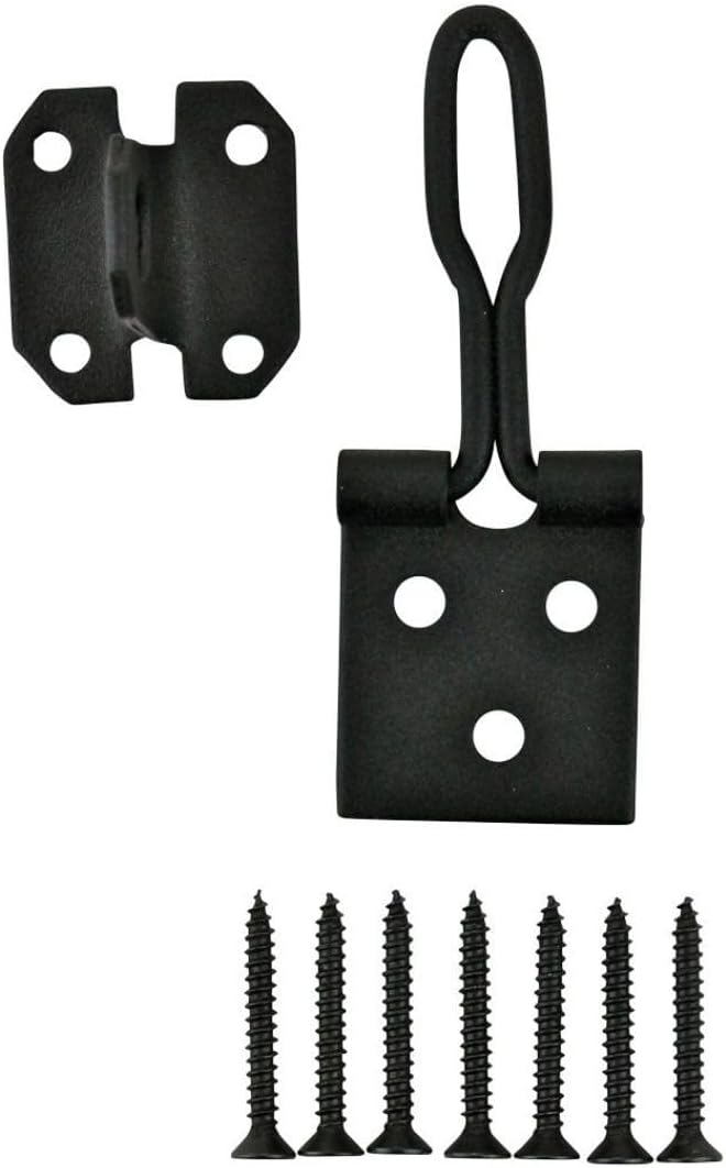 Renovators Supply Manufacturing Black Wrought Iron Wire Hasp Lock 3' X 1' Rust Resistant Antique Wire Style Hasp Latches Safety Padlock Clasps for Cabinets, Chests Or Doors with Screws Pack of 10