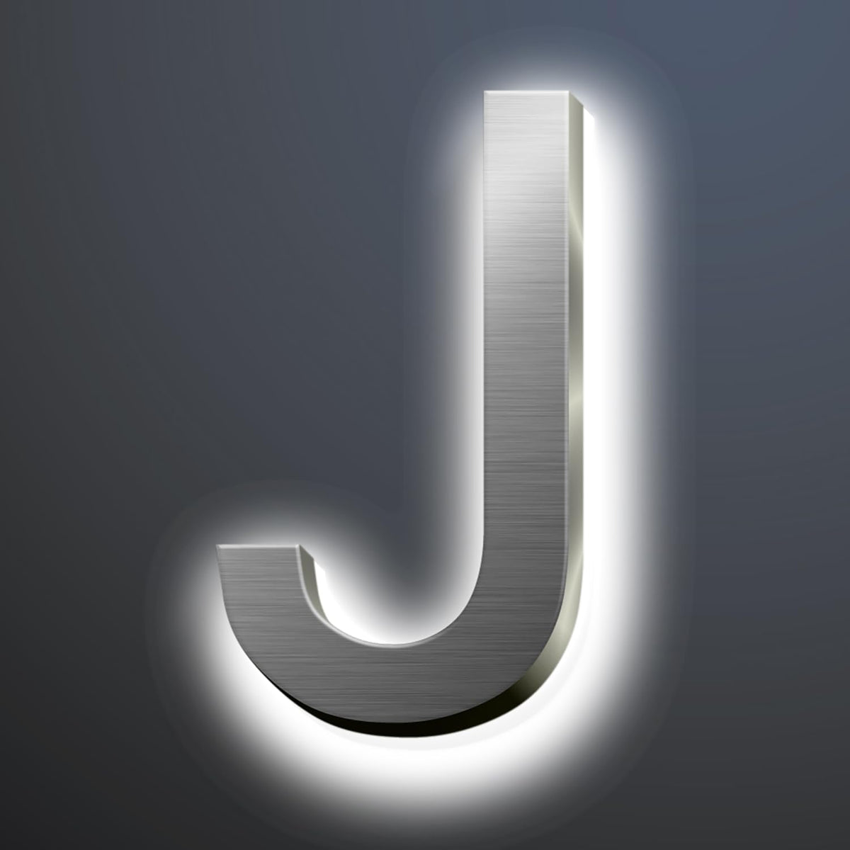 Backlit LED Illuminated House Numbers For Outside 18', Stainless Steel Modern Lighted Address Signs For Home, Illuminated Address Numbers, Brushed Silver, White Light,J