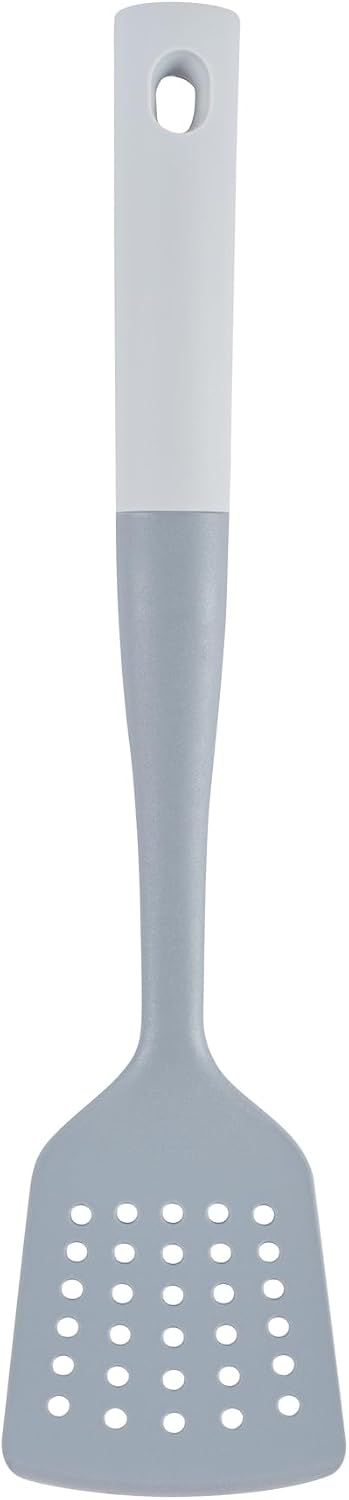 Restaurantware Silicone Utensil Set Pack of 10 Non-Slip Handle 6-Piece Nylon Kitchen Tool Set, Heat-Resistant Dishwasher-Friendly Cooking Accessories, Durable Gray and White Cooking Utensils