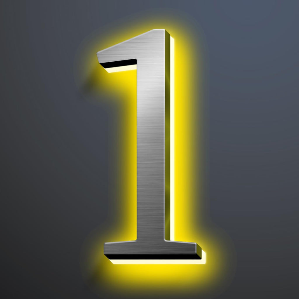 Illuminated LED House Numbers 20', Modern Upscale Look, Backlit LED Illuminated Home Address Number, Stainless Steel Hand-Polished For Lighted House Address Signs,1