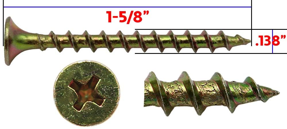 Drywall Screws: Yellow ZINC #6 x 1-5/8' Bulk COARSE Thread Drywall, Gypsum Board, Sheetrock, Plasterboard Screws. Use for Low Cost, All Purpose Wood Screws (22 POUNDS 5,000 Approx. Screw Count)