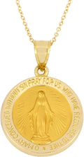 14k Yellow Gold and White Gold Polished Miraculous Virgin Mary Double Sided Pendant Medal Necklaces