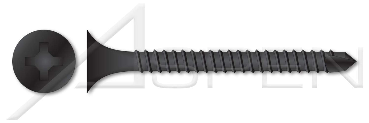 (3000 pcs) #8 X 2, Drywall Screws, Self-Drilling Point, Bugle Phillips Drive, Fine Thread, Steel, Black Phosphate
