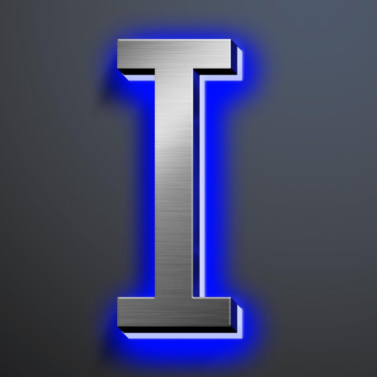Illuminated Address Number 20 Inch, Backlit Illuminated LED House Number Enhanced Visibility, Modern Stainless Steel Lighted Address Signs, Brushed Silver, Blue Light,I