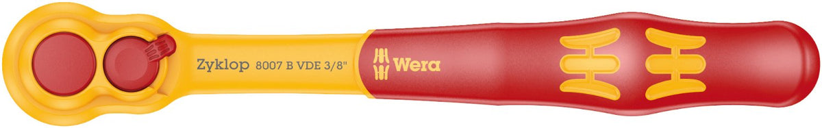 WERA 05004966001 8007 B VDE Zyklop Ratchet, Insulated, with Switch Lever, with 3/8' Drive, 3/8' x 222 mm