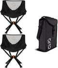 CLIQ ClassiQ Camping Chairs 2-Pack with Free Carry Bag- Lightweight Portable Lawn Chair, Compact Folding Chairs for Outside Adventure, Supports 350 lbs, Aircraft-Grade Aluminum (Black)