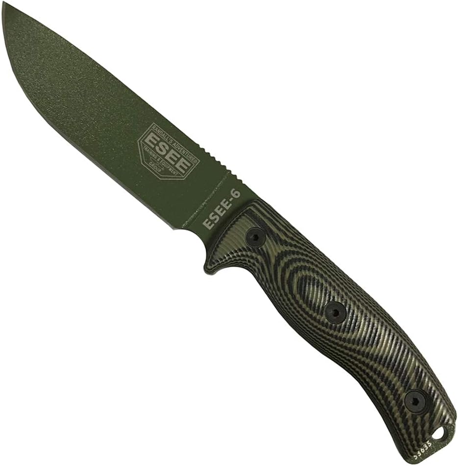 ESEE-6 1095 Carbon Steel, Black Sheath (OD Green Blade, OD Green/Black G10 3D Handle)