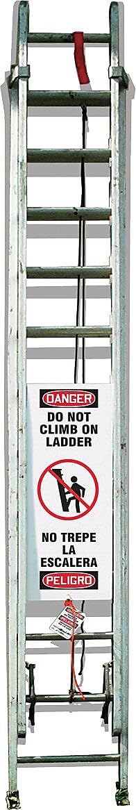 Accuform Signs KLB426 Ladder Shield Kit (Includes Aluminum Ladder Shield, Cable-Hasp Lockout, Padlock, Accident Prevention Tags), 42' Height x 13-1/4' Width x 2-13/16' Depth,Red/Black on White