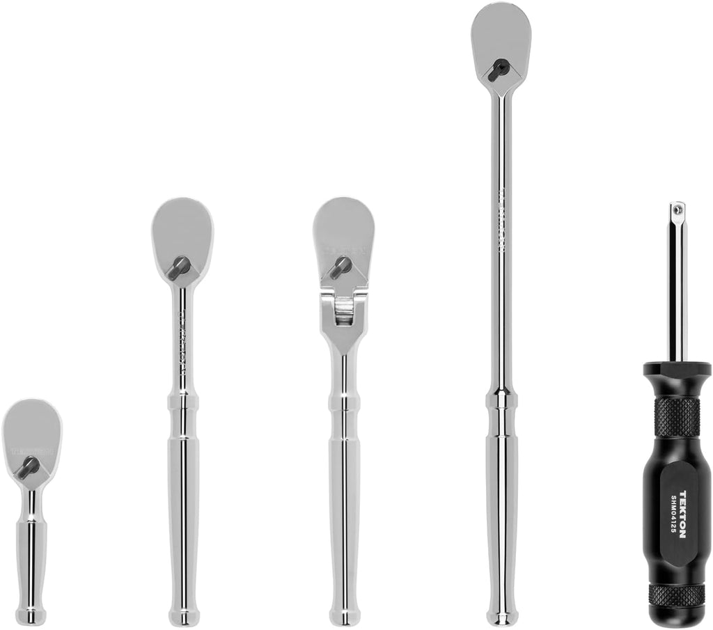 TEKTON 1/4 Inch Drive Non-Quick-Release Ratchet and Spinner Handle Set (5-Piece) | SDR99009