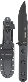 KA-BAR EK Commando Fixed Blade Knife 5' Clip Point 1095 Cro-Van Black Blade Ultramid Handle Black