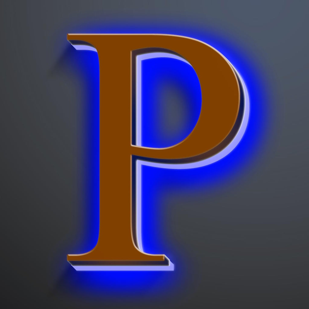 Large Backlit LED House Numbers 16 Inch, Stainless Steel Hand-Polished For Lighted House Address Signs, Modern Illuminated LED Home Address Numbers, Brown, Blue Light,P